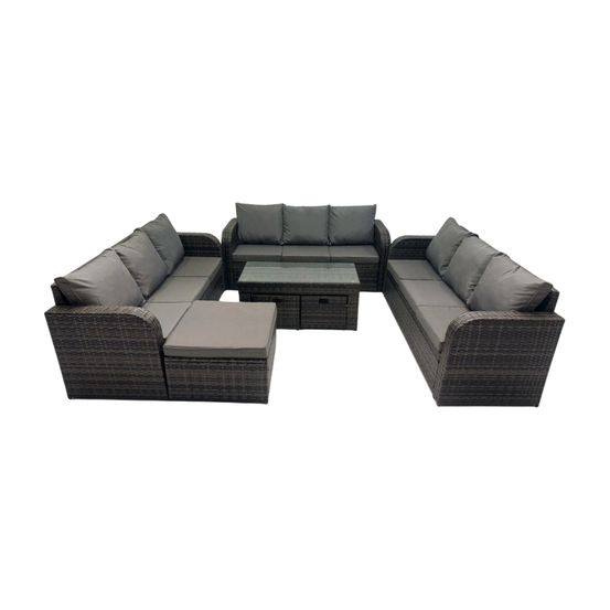 12 places salon de jardin meubles de jardin avec table basse 3 tabourets gris foncé mixte