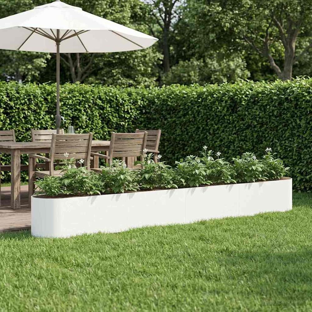 Carré potager surélevé acier jardin urbain fond ouvert 360x40x40cm blanc
