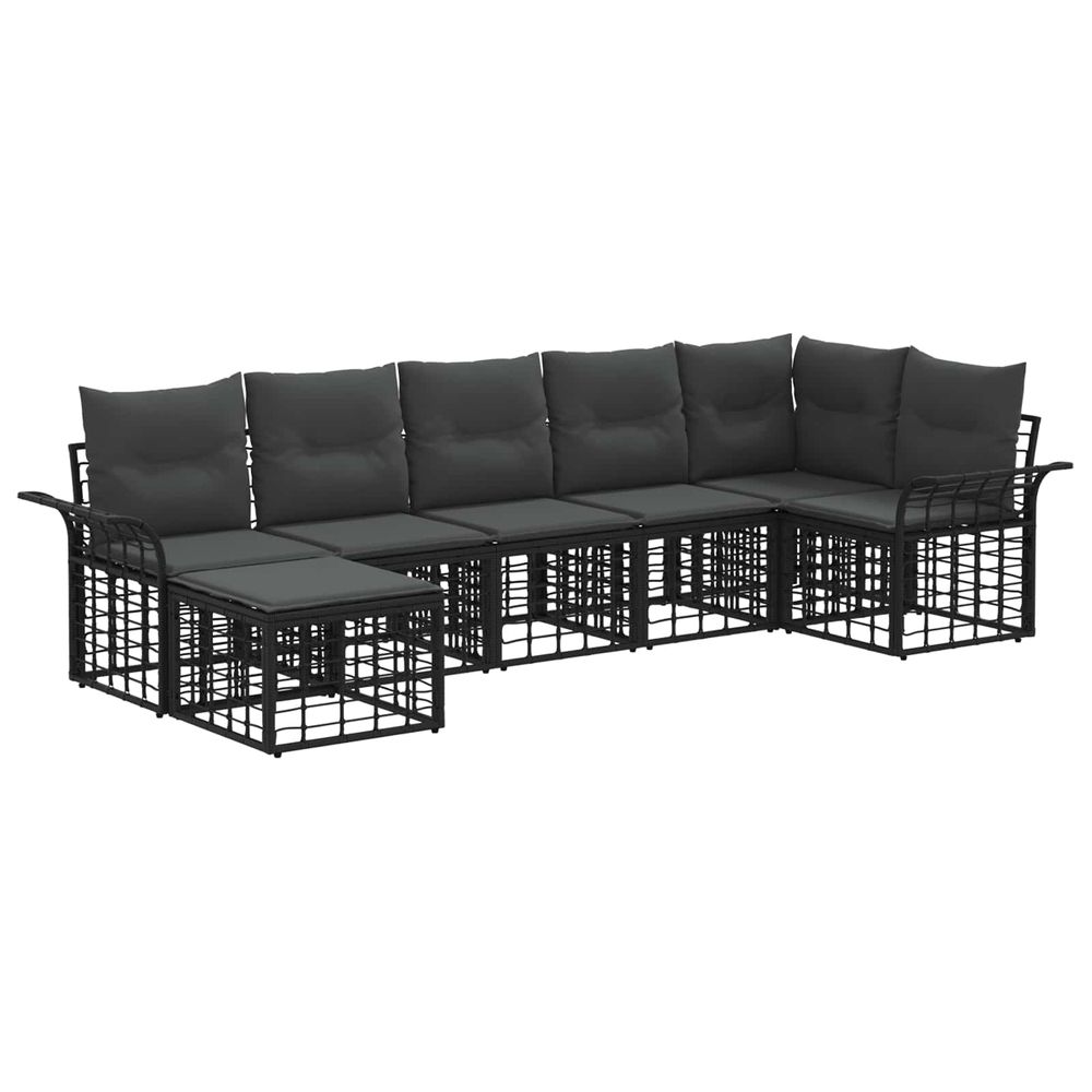 Ensemble de canapés d'extérieur 7 pc noir et gris foncé