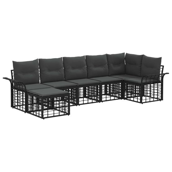 Ensemble de canapés d'extérieur 7 pc noir et gris foncé