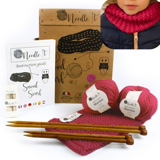 Needle it® kit tricot tour de cou en laine rouge
