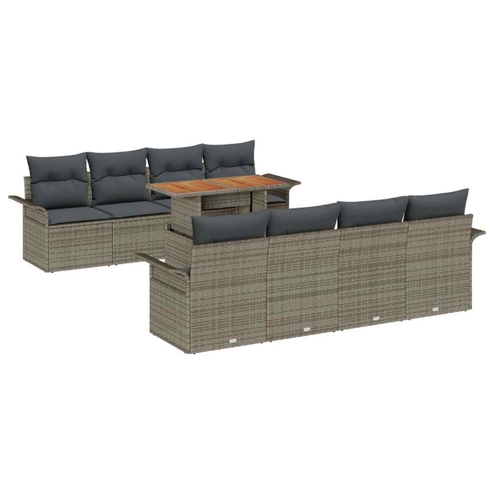 Ensemble de canapé de jardin 9 pc gris poly rotin