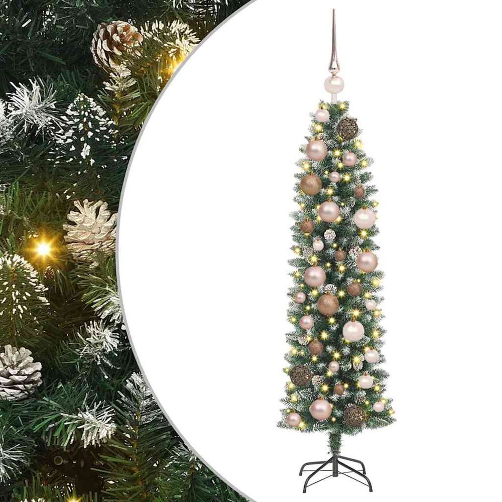 Arbre de noël artificiel slim vert et blanc 120 cm