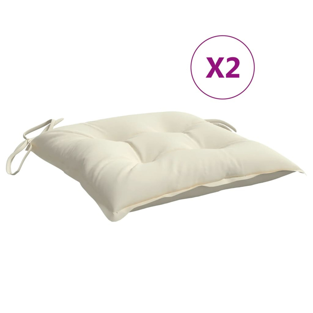 Coussins de chaise lot de 2 blanc crème 50x50x7 cm tissu oxford