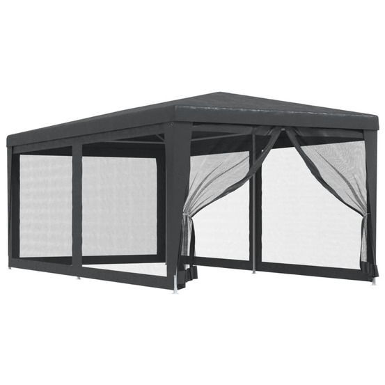 Tente de fête avec 6 parois latérales en maille anthracite 3x6m