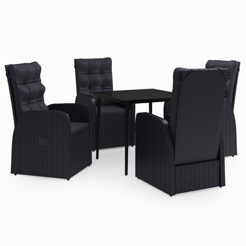 Ensemble à manger de jardin avec coussins 5 pcs noir