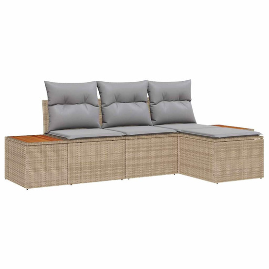 Ensemble de canapé de jardin 4 pcs beige et gris clair