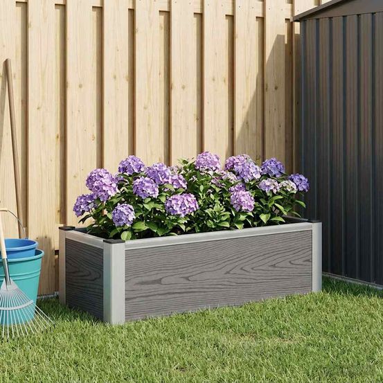 Jardinière surélevée wpc aluminium culture légumes fleurs 75x30x22cm gris