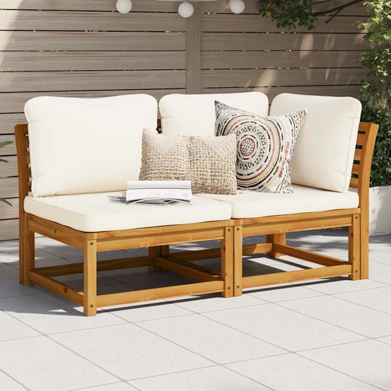 Salon de jardin 2 pcs avec coussins bois massif d'acacia