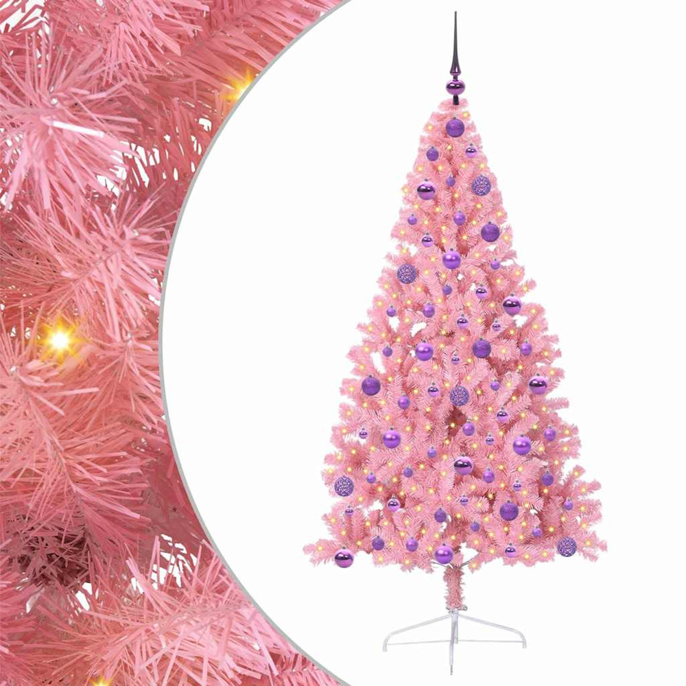 Sapin de noël artificiel pré-éclairé rose 180 cm pvc