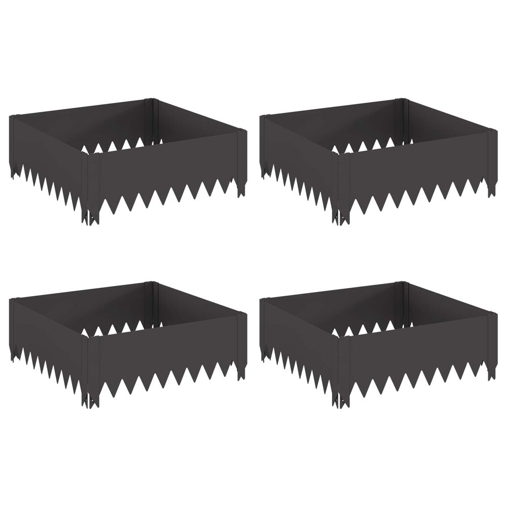 Bordure de pelouse 4 pc 60 x 60 x 20 cm acier noir