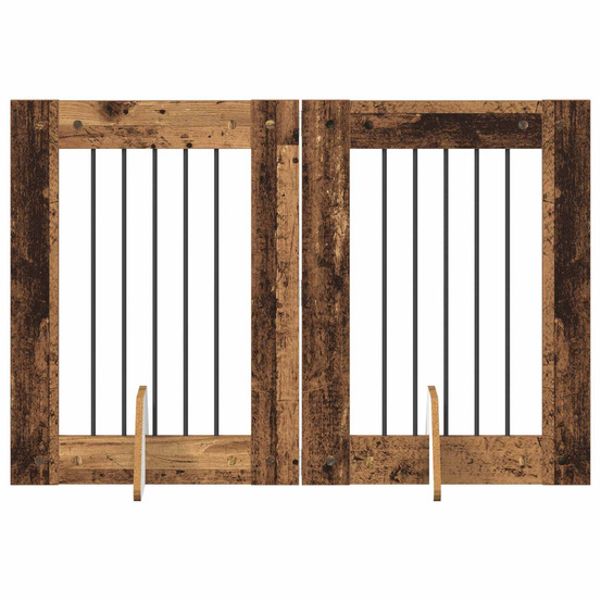 Portillon pour chien avec supports 2 pcs bois ancien 60 x 80 cm