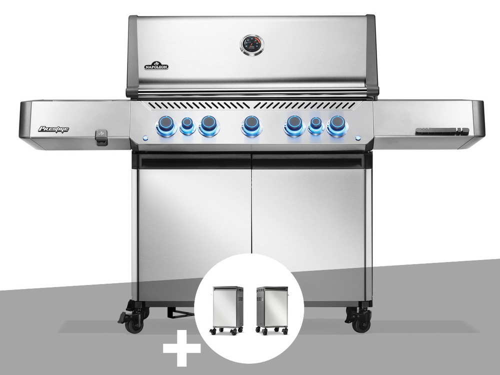 Barbecue à gaz prestige 665 inox + 2 meubles de rangement tablette