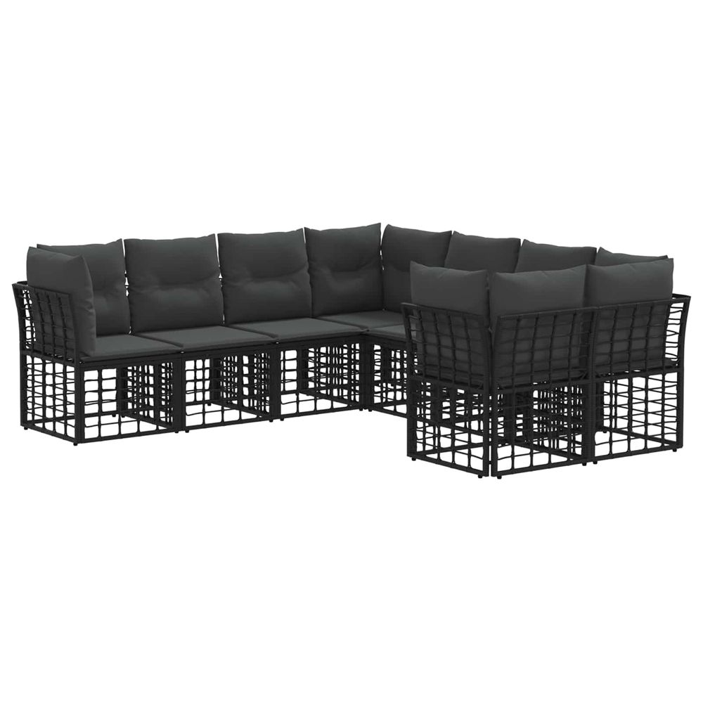 Ensemble de canapés d'extérieur 8 pc noir et gris foncé