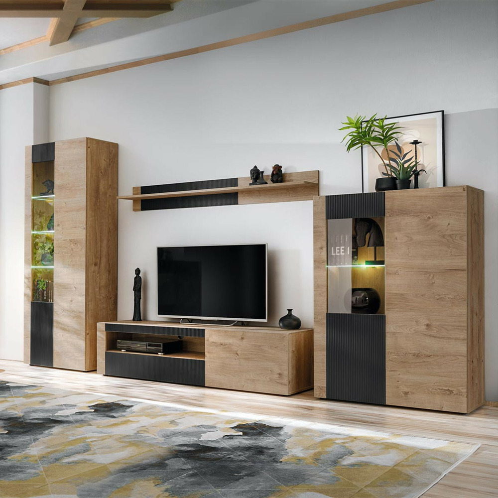 Ensemble meuble tv rainuré 