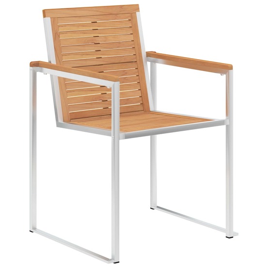 Chaises de jardin lot de 2 bois teck solide et acier inoxydable