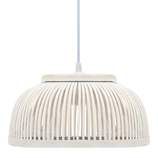 Lampe suspendue bambou 40 w 34x14,5 cm demi-cercle e27