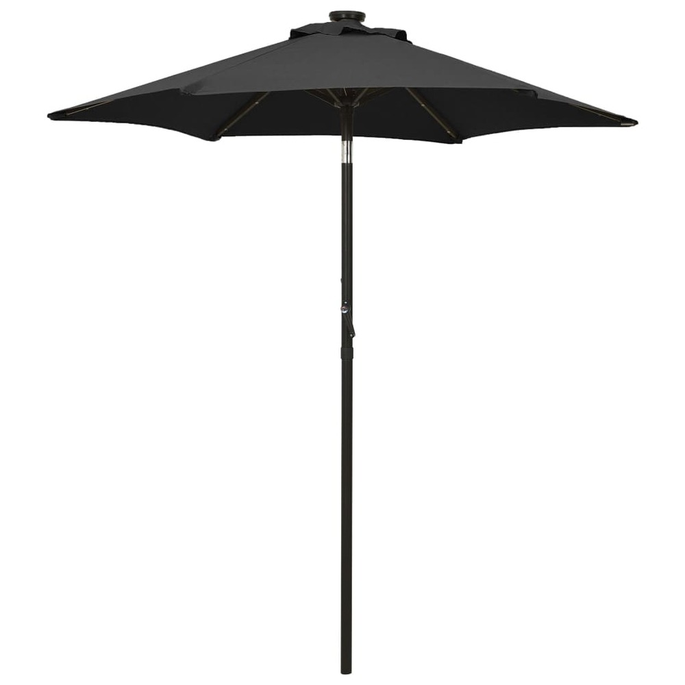 Parasol avec lumières led 200 x 211 cm aluminium noir