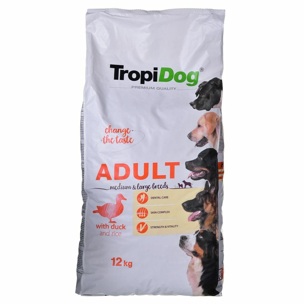 Nourriture tropi dog premium adult medium & large adulte canard riz oiseaux 12 kg