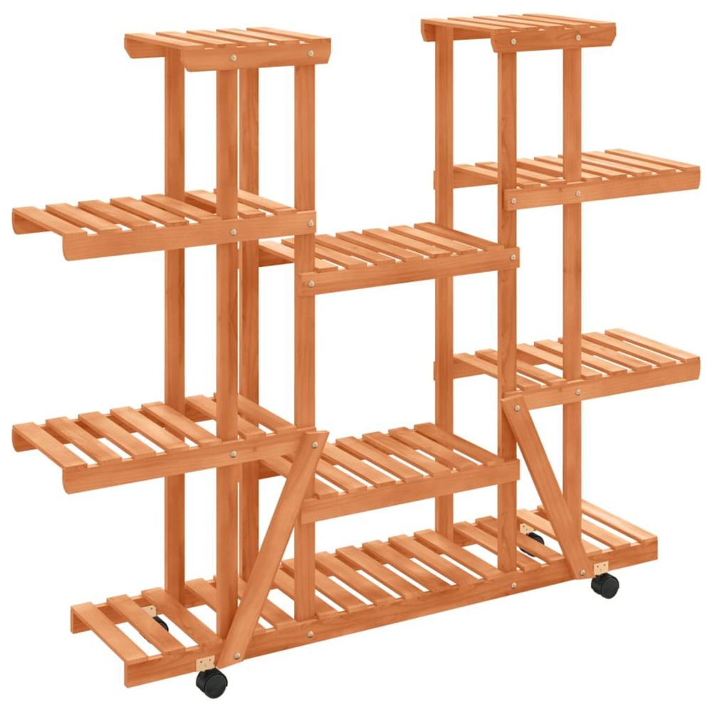 Support à fleurs avec roues 110x25x115 cm bois massif de sapin