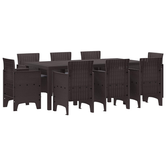 Ensemble de salle à manger pour jardin 9 pcs marron rattan polt