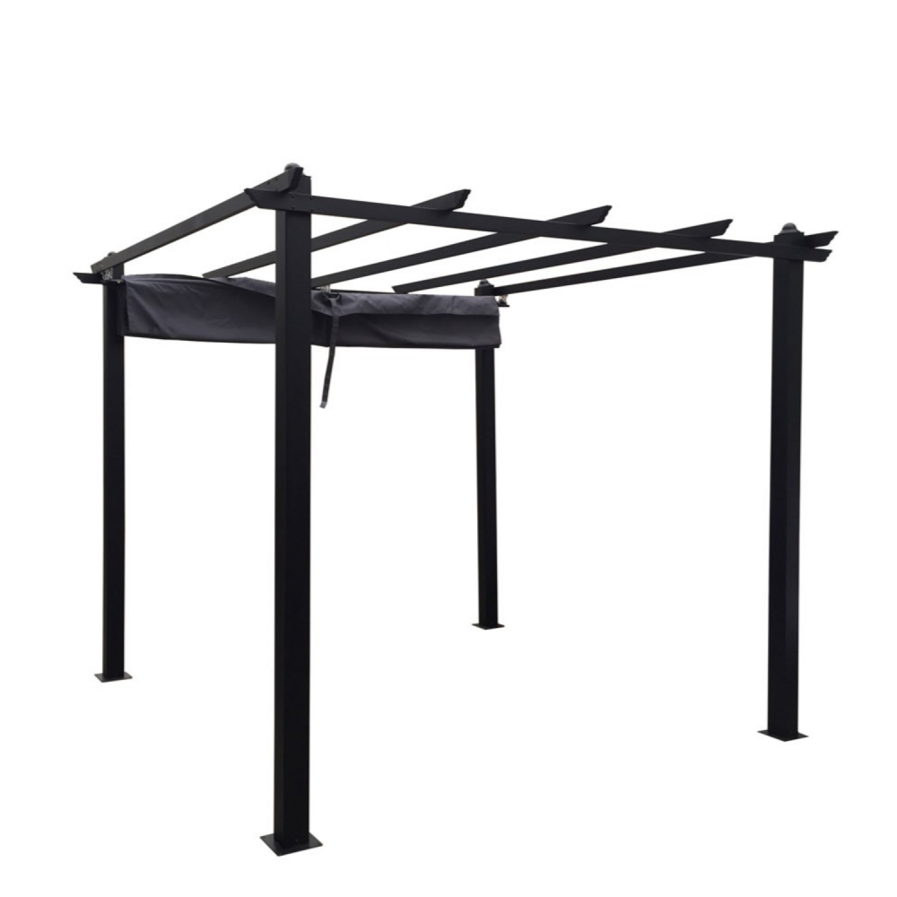 Tonnelle autoportante 3 x 3 m en aluminium et toile grise regia