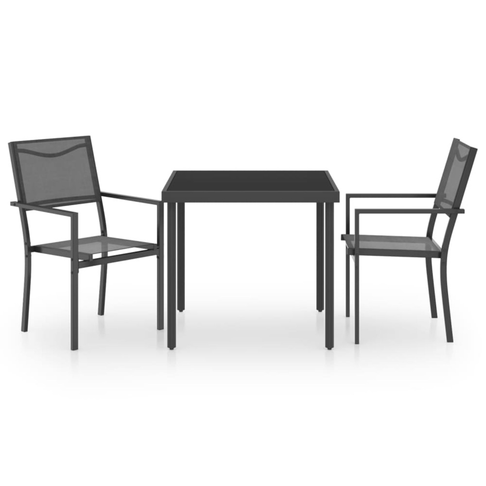 Mobilier de salle à manger d'extérieur 3 pcs acier