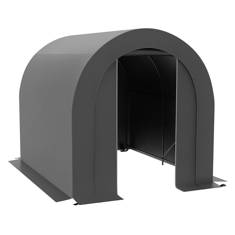 Tente de rangement pe métal extérieur garage vélos bois 239x180x190cm gris foncé - comfortxl outdoor living