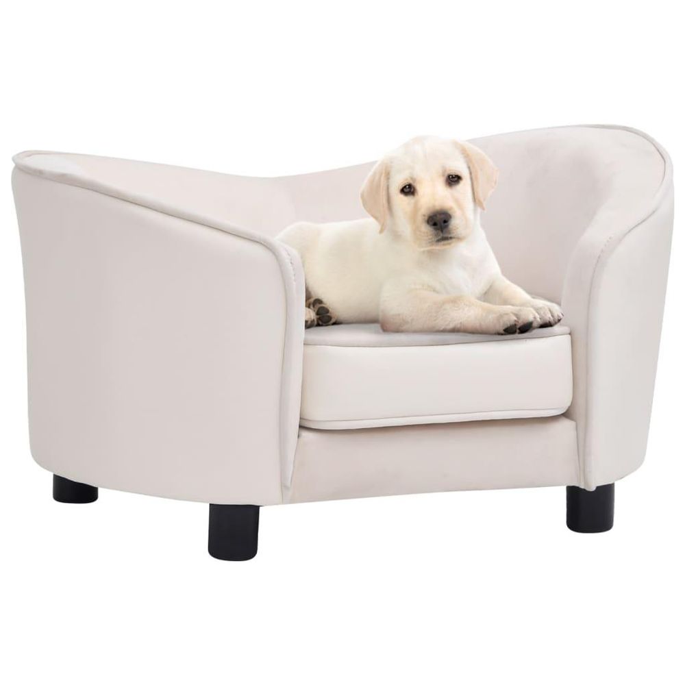 Canapé pour chien 69 cm peluche et synthétique crème