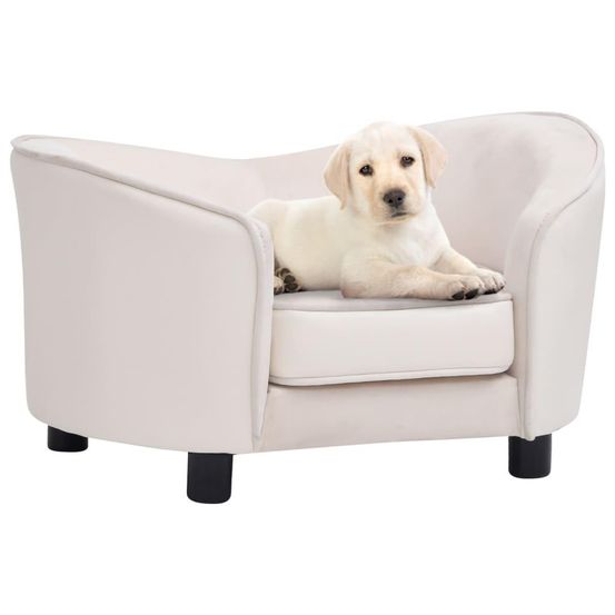 Canapé pour chien 69 cm peluche et synthétique crème