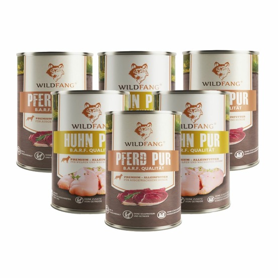 Wildfang premium wet food mix 6 x 800 g - nourriture humide b.a.r.f. Sans céréales