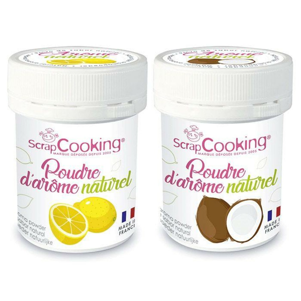 Arômes alimentaires naturels en poudre - citron et noix de coco - 2 x 15 g