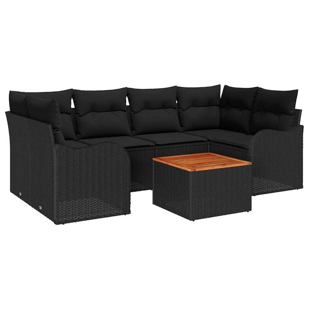 Ensemble de canapé de jardin 7 pc noir polyrotin