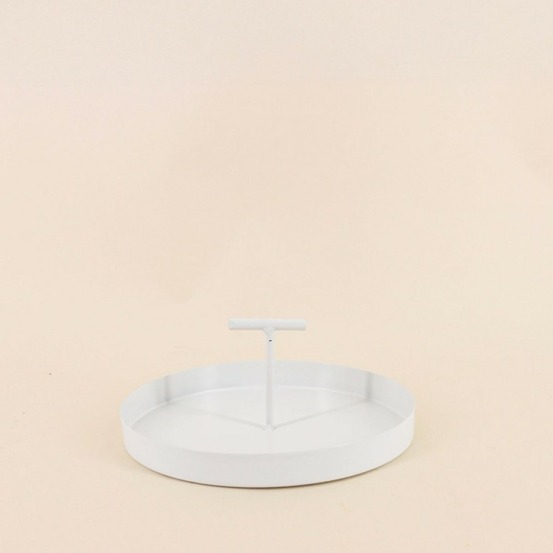 Plateau en métal vide poche poignée centrale 18cm