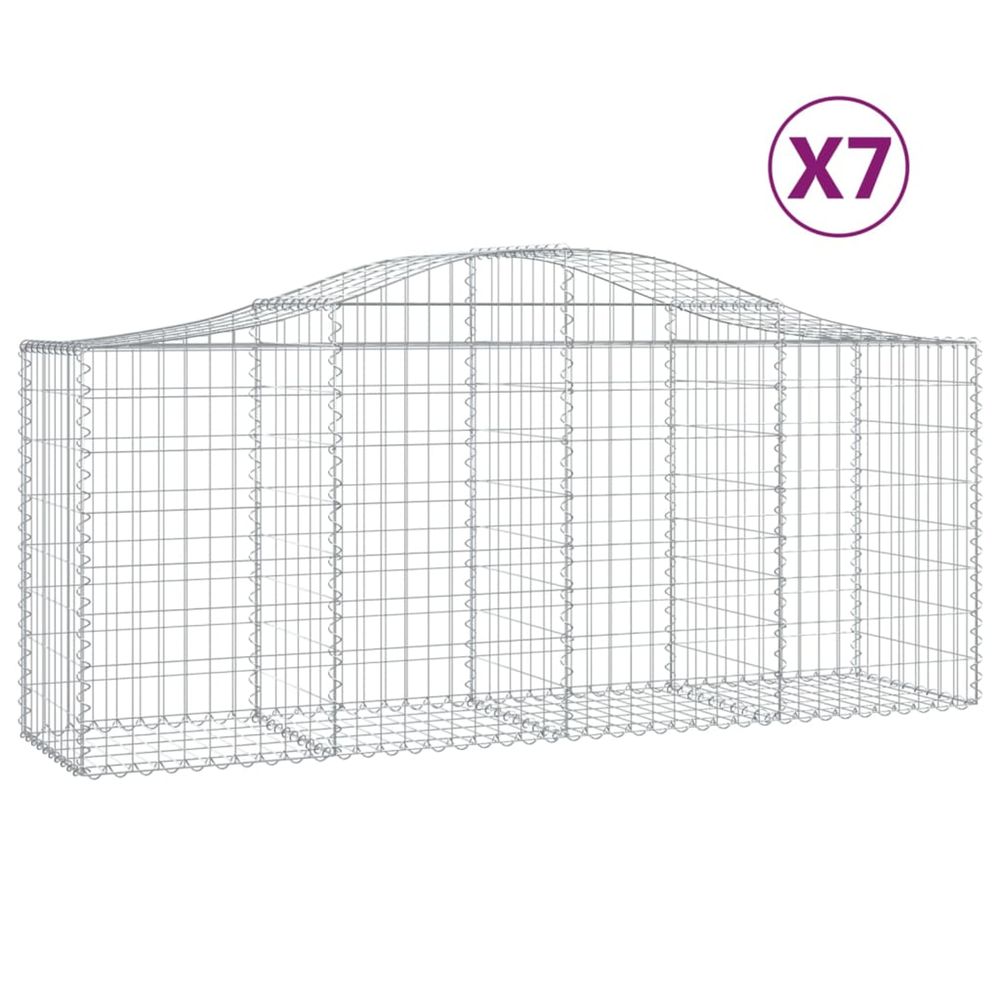 Paniers à gabions arqués 7 pcs 200x50x80/100 cm fer galvanisé