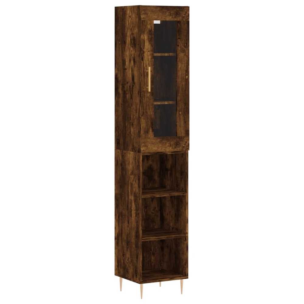 Buffet bahut commode armoire meuble de rangement organisateur cuisine salle de séjour salon haut 34,5 x 34 x 180 cm bois d'in