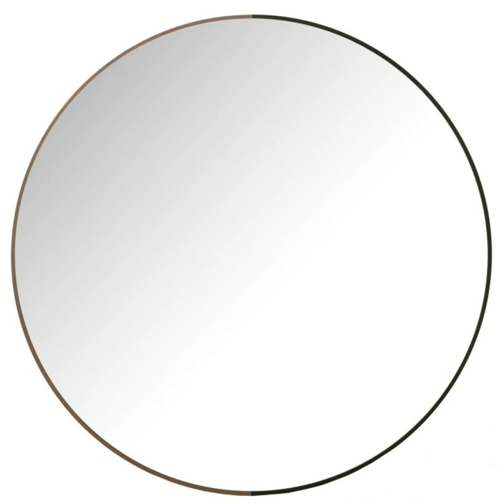 Miroir rond en bois et métal noir l90xl90xh3cm