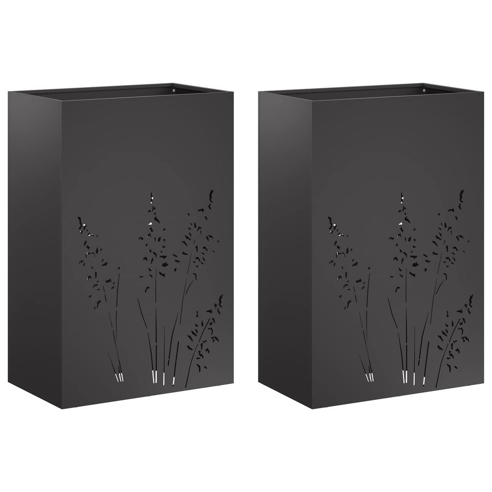 Cache-pot de jardin 2 pc noir 50 x 30 x 75 cm