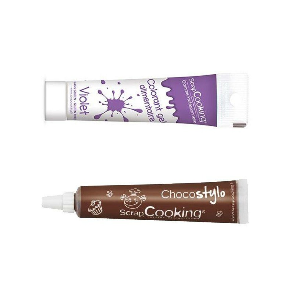 Stylo chocolat + colorant alimentaire en gel violet