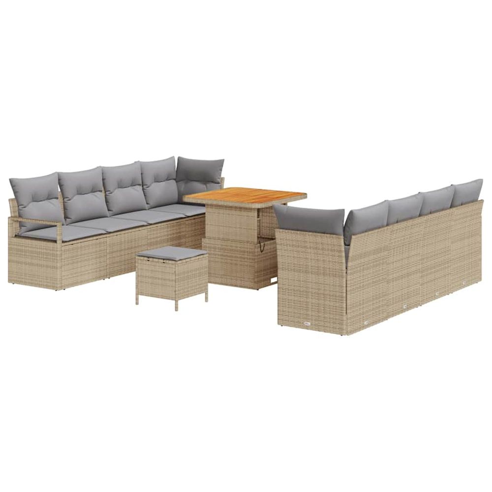 Ensemble de canapé de jardin 11 pc beige polyrotin