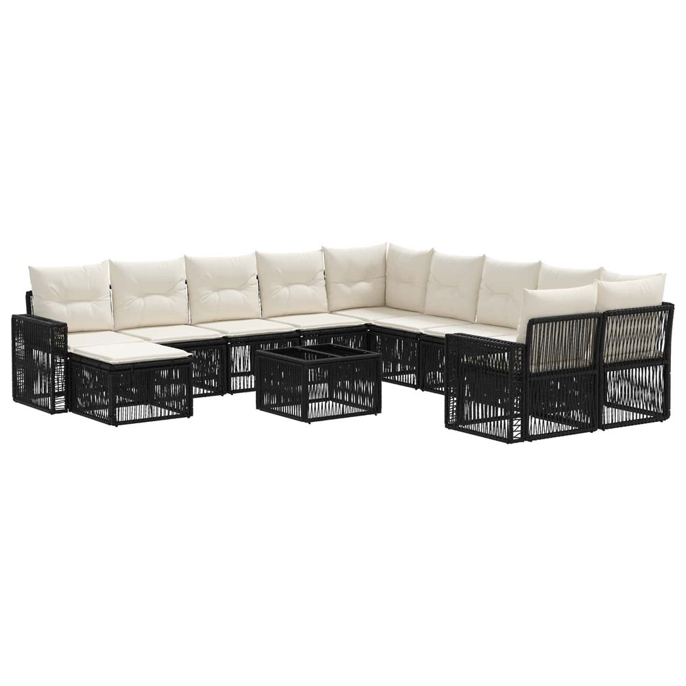Ensemble de canapé de jardin 12 pc noir et blanc crème
