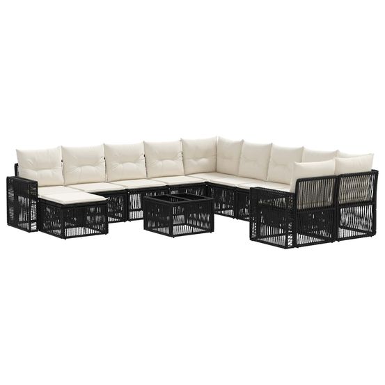 Ensemble de canapé de jardin 12 pc noir et blanc crème