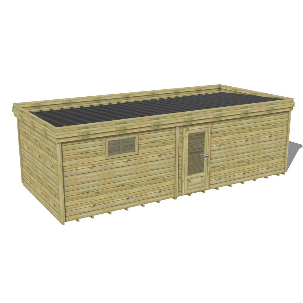 Abri de jardin bois pin traité autoclave 27mm - 7,695x3,44m / 26m2 - bac acier - plancher bois