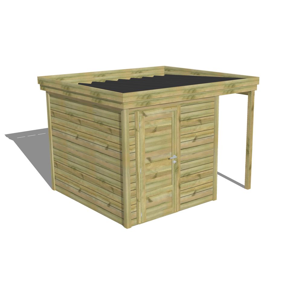 Abri de jardin bois pin traité autoclave 27mm - 3,14x2,64m / 8m2 - bac acier - abri français