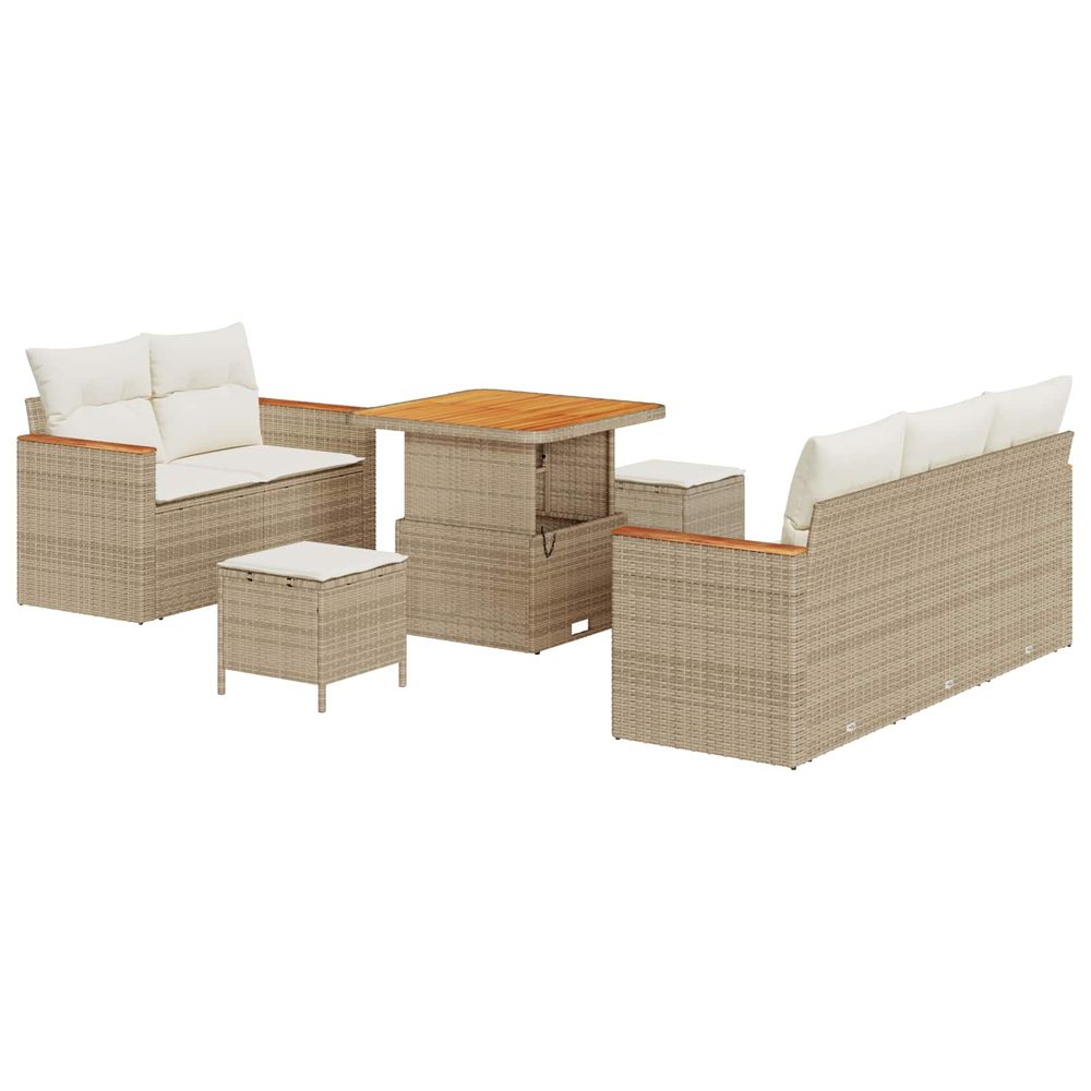 Ensemble de canapé de jardin 8 pc beige polyrotin