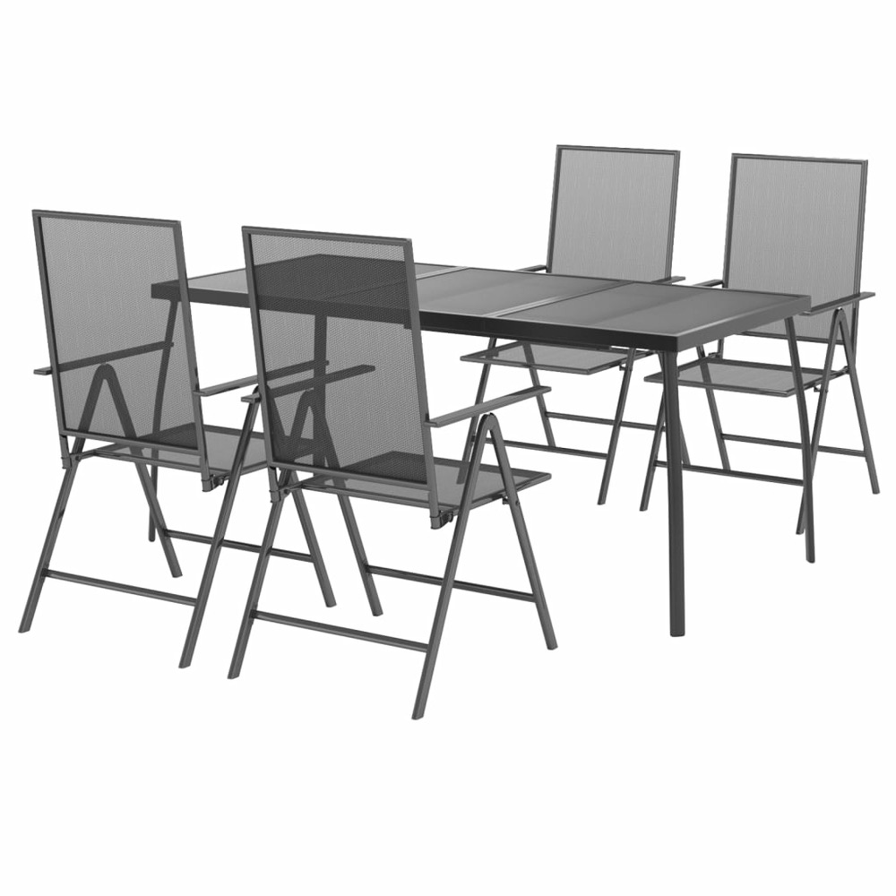 Ensemble de salle à manger de jardin meuble extérieur 5 pièces anthracite acier