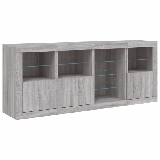Buffet bahut commode armoire meuble de rangement organisateur cuisine salle de séjour salon avec lumières led sonoma 164 x 37