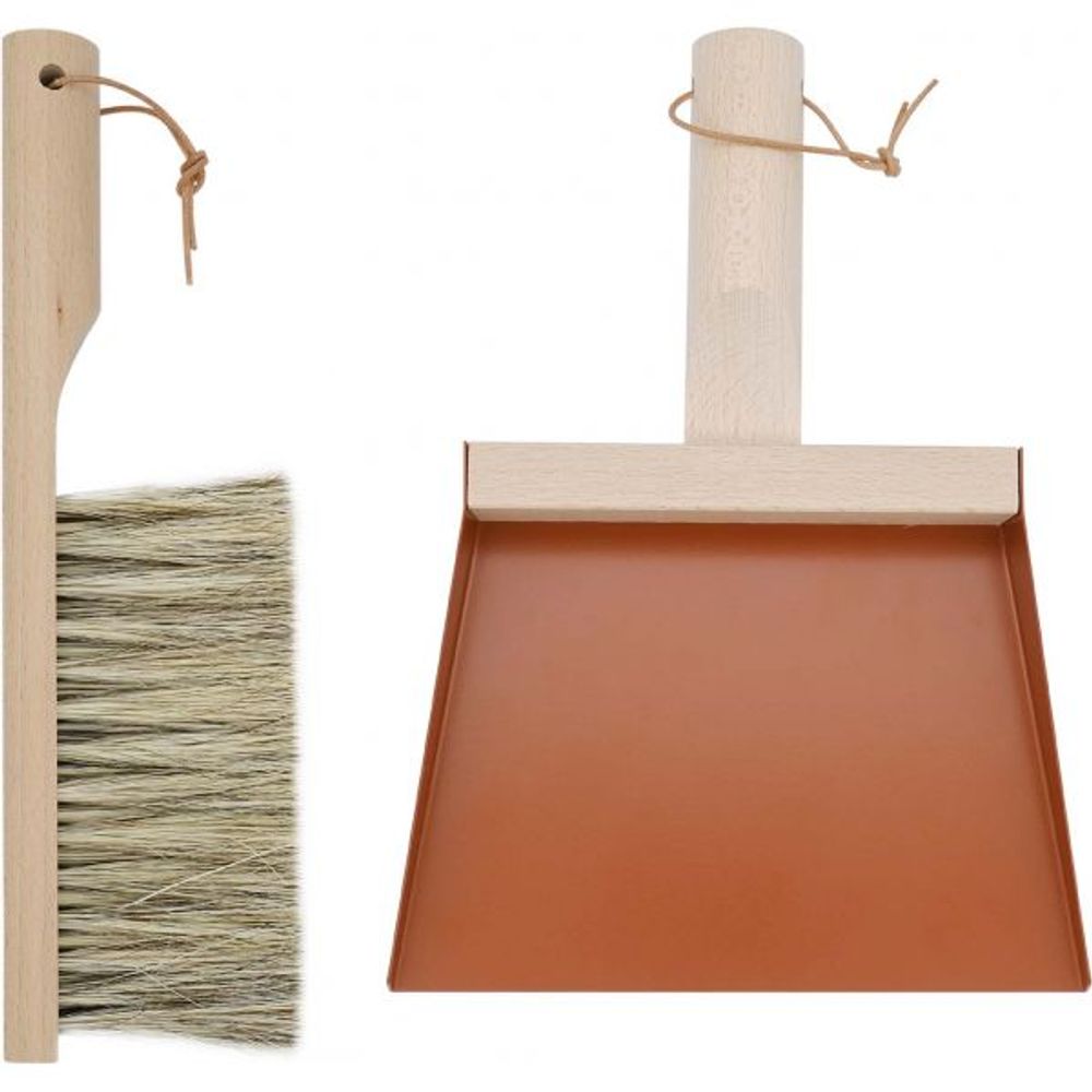 Coffret pelle et balayette clynk nature rouge tomette