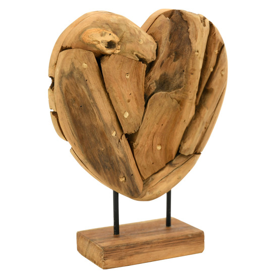 Coeur en teck sur socle grand modèle