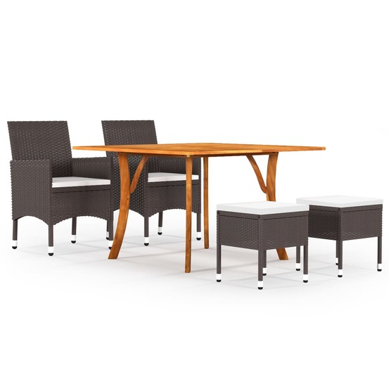 Ensemble de salle à manger de jardin 5 pcs marron